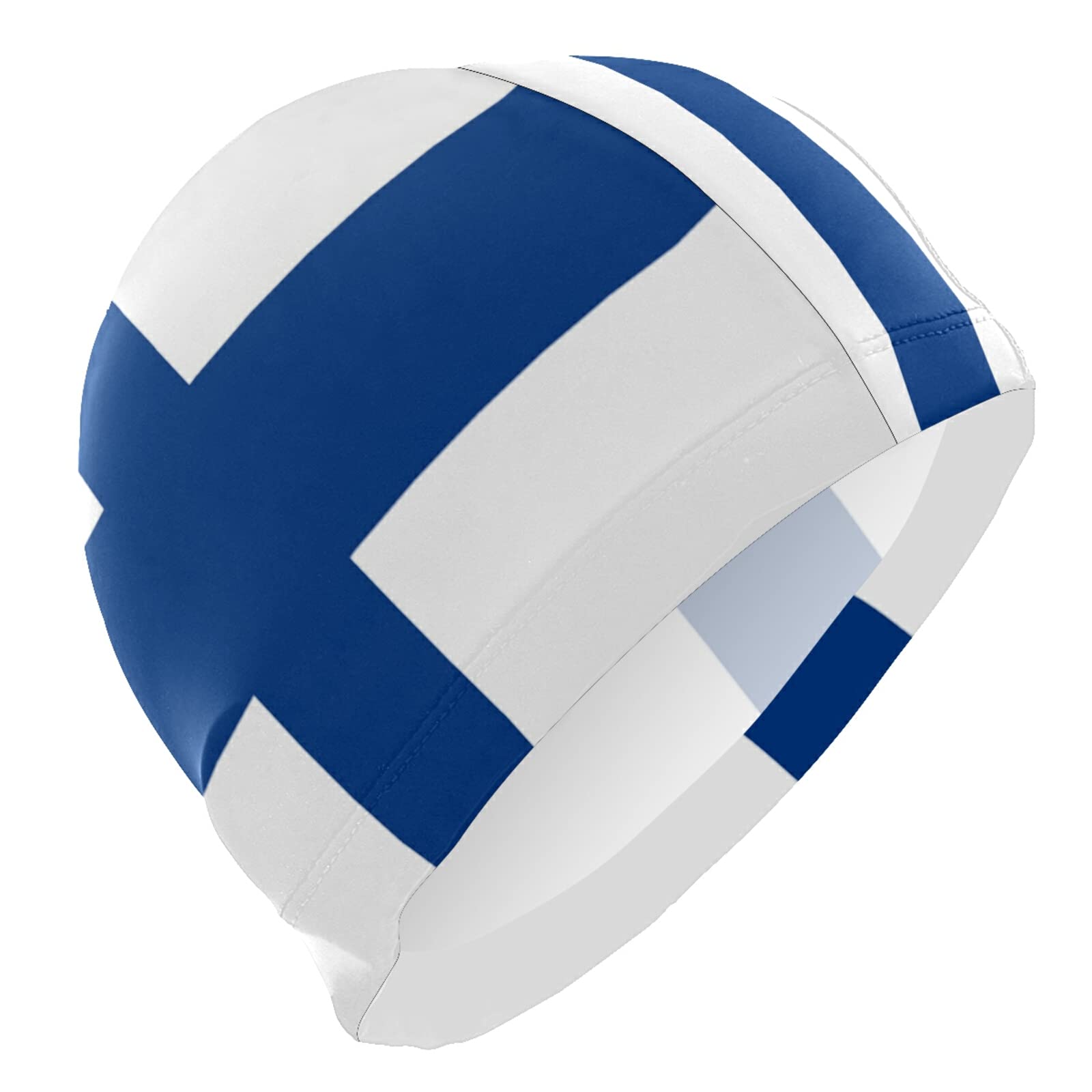 Dallonan Swimming Cap Finland Flag Unisex Adult Swim Cap Polyester