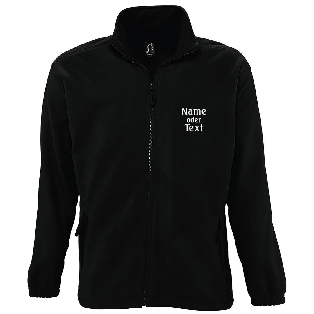 Nashville print factory Personalisierte North Fleecejacke – Bestickt mit Name & Wunschtext – Unisex – Warme Outdoor Jacke – Freizeit und Arbeit