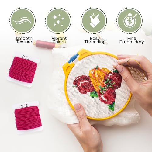 Image of Embroidery Floss Kit and Refills - Cotton Threads - DMC Color Coding for Cross Stitch, String Crafts, Friendship Bracelets