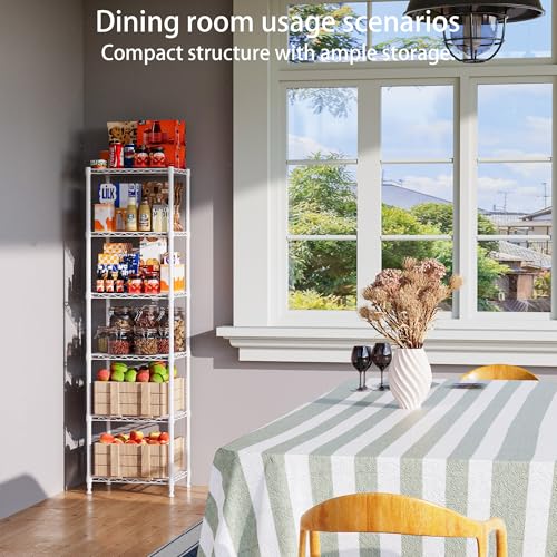 Image of REGILLER 6 Wire Shelving Steel Storage Rack Adjustable Unit Shelves for Laundry Bathroom Kitchen Pantry Closet (16.7L x 11.9W x 64H, White)