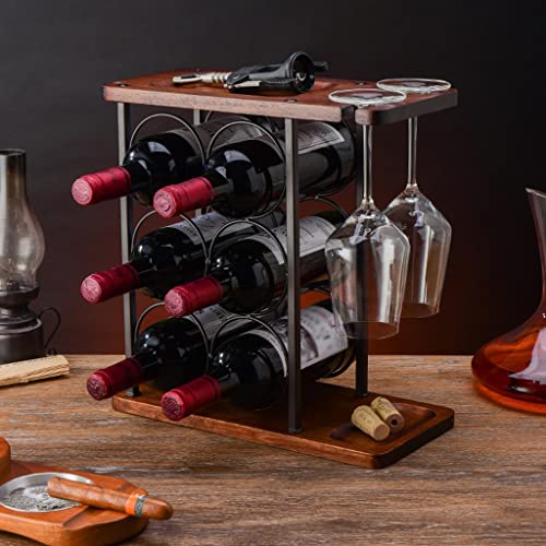 Soporte para botellas de vino RUVOO para 6 botellas y 2 copas miniatura 7