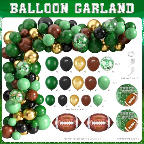 Image of Football Birthday Party Decorations Superbowl Football Party Decoration Supplies Include Balloon Arch Kit Birthday Banner Backdrop Touchdown Tablecloth for Football Game Day Tailgate Party