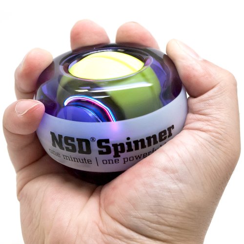 NSD Power Lit Spinner Gyroscopic Hand, Wrist & Forearm Exerciser, Small & Compact, Easy to Use, Variable Led Light Colors, Purple, 5 x 3 x 4.5"