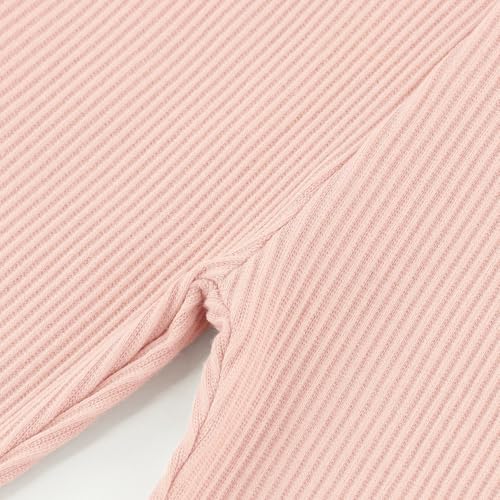 ACESTAR Girls Ribbed Knit Bell Bottom Pants Toddler Elastic Waist Ruffle Leggings Flared Pants (2-10 Years)3