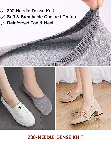 Vero Monte 4 Pairs Soft No Show Socks Women Athletic No Slip Liner (Grey, 6-7.5) #TOP2