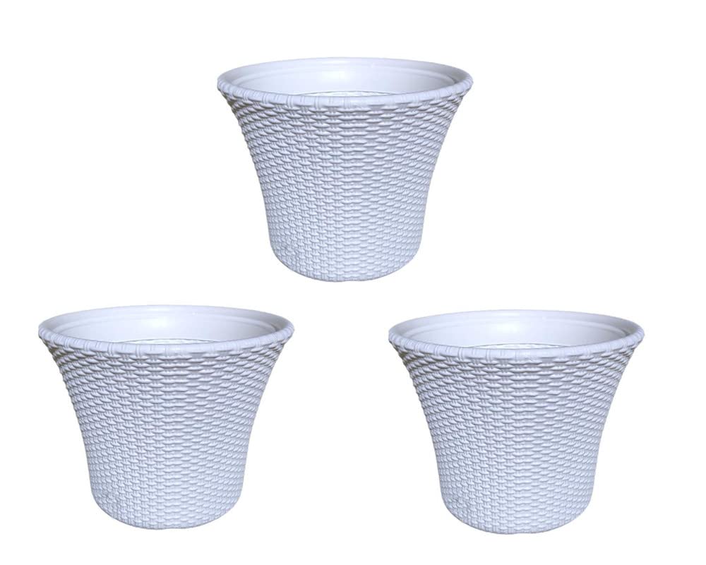 Red Plastic Pots - 3 Pack 12 Inch Durable Planters -6 Red Plastic Pots - 3 Pack 12 Inch Durable Planters -6