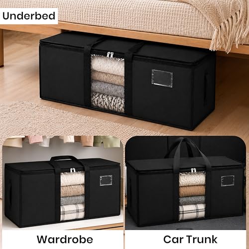 Image of Storite Jumbo Super-Size 78L Canvas Moisture Proof MultiPurpose Heavy Duty Storage Bag for Toys /Stationery /Blankets /Clothes /Moving Bag With Strong Reinforced Handles Rectangular Black(84x26x36cm)