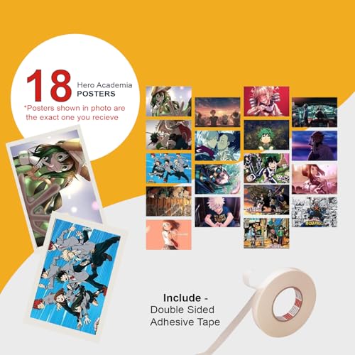 Image of ATEVON My Hero Academia Anime Wall Poster Set - Pack of 18 Unframed 6x4 Inch Prints Featuring Izuku Midoriya Shoto Todoroki Bakugo Ochaco and More | Anime Wall Collage Kit for Bedroom Dorm Decor