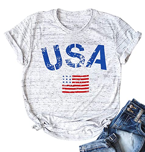 American USA T Shirts American Flag Tee Shirts for Women American Flag Shirts American Flag Graphic Print Tee Shirts Top White