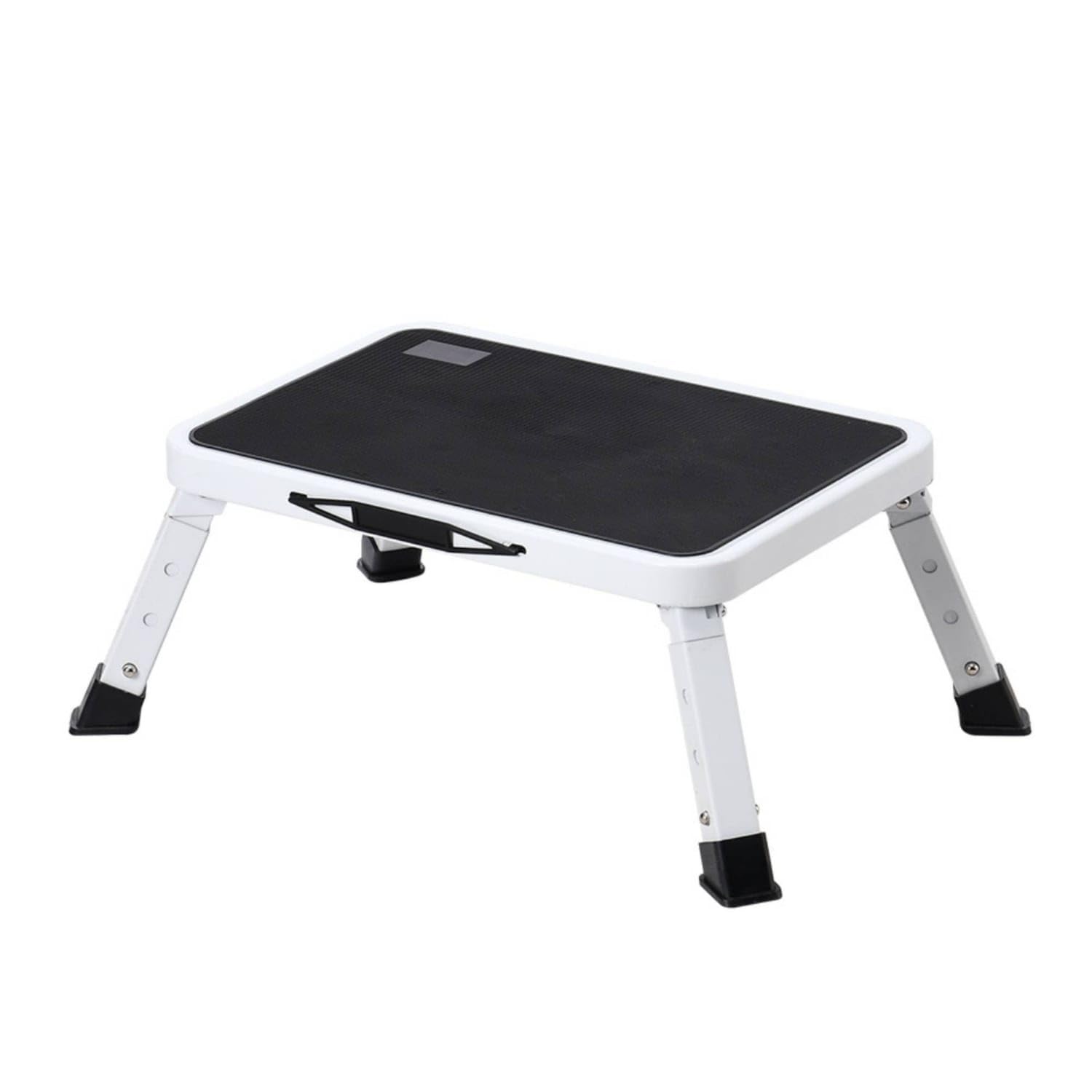 Anti-Slip Single-Step Ladder Slimline Step Stool with Handle Portable Foldable Platform Stool Adjustable for Adults, Seniors, Kitchen, Home Organization, Car Washing, White, Adjustable-image-25