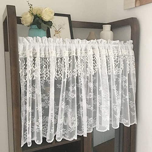 Cortinas de encaje semitransparentes estilo pastoral para ventanas, cortinas cortas blancas para ventanas (100 x 60 cm)