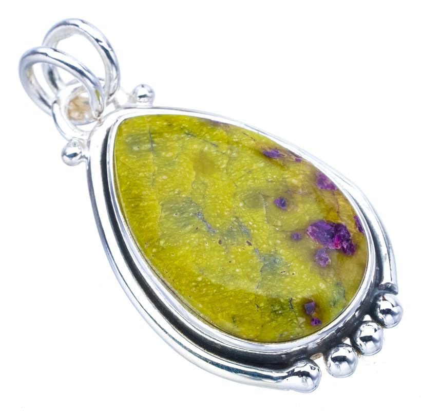 Jaspe jaune pendentif argent 925 StarGems collier pierre naturelle jaune F4353