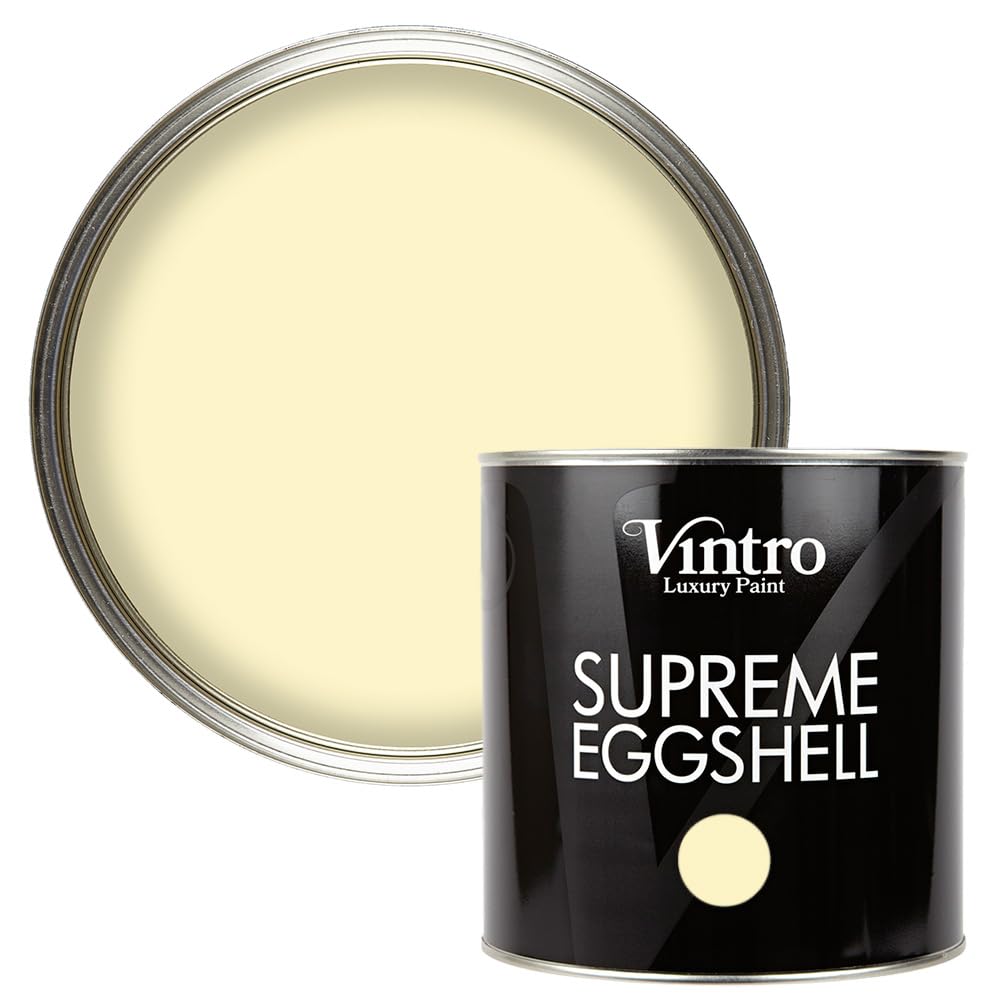 Vintro Paint | Eggshell Paint | for Walls | Wood | Trim | Satin Furniture Paint | Interior & Exterior Use. (Pale Yellow - Isabella, 2.5 Litres)
