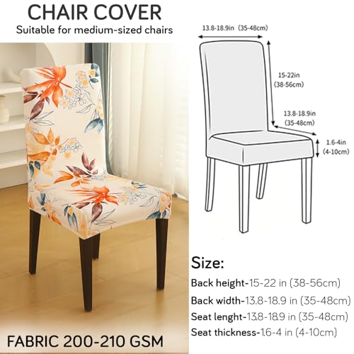 Image of HOKIPO Premium Printed Velvet Dining Chair Cover Set of 6, Amber Serene Flora (AR-5794-D3*6)