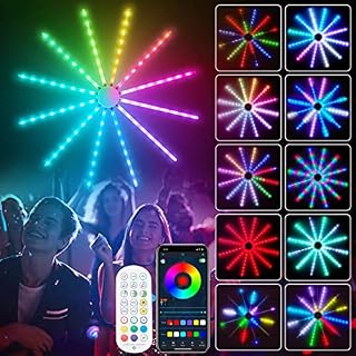 RGB Firework LED Strip Lights, Qelus Hanging Starburst Lights 9 Modes Dreamcolor USB with Bluetooth APP Remote, Smart Firework String Lights IP65 for Outdoor Indoor Party Wall Garden Christmas (1Pack)