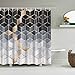 Geometrisches Fliesenmuster, bunter Marmor, Duschvorhang, Badezimmervorhang, Frabic, wasserdichter Polyester-Badezimmervorhang mit Haken, A33, 150 x 180 cm