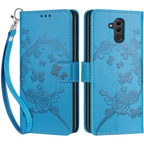 Funda para Huawei Mate 20 Lite,Fundas Huawei Maimang 7 Libro con Tapa de Cuero Piel Billetera Cover con Kickstand, Hebilla Magnetica, Ranuras Tarjetas Carcasa para Huawei Mate 20 Lite (Azul)