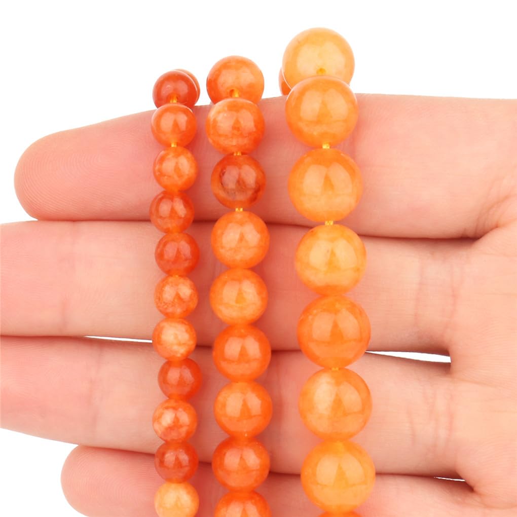 Amazon.co.jp: 天然石オレンジ翡翠ビーズラウンド滑らかなルースビーズ