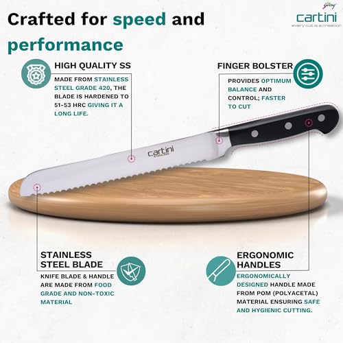 Image of Cartini Bread Knife,Stainless Steel 420,Black