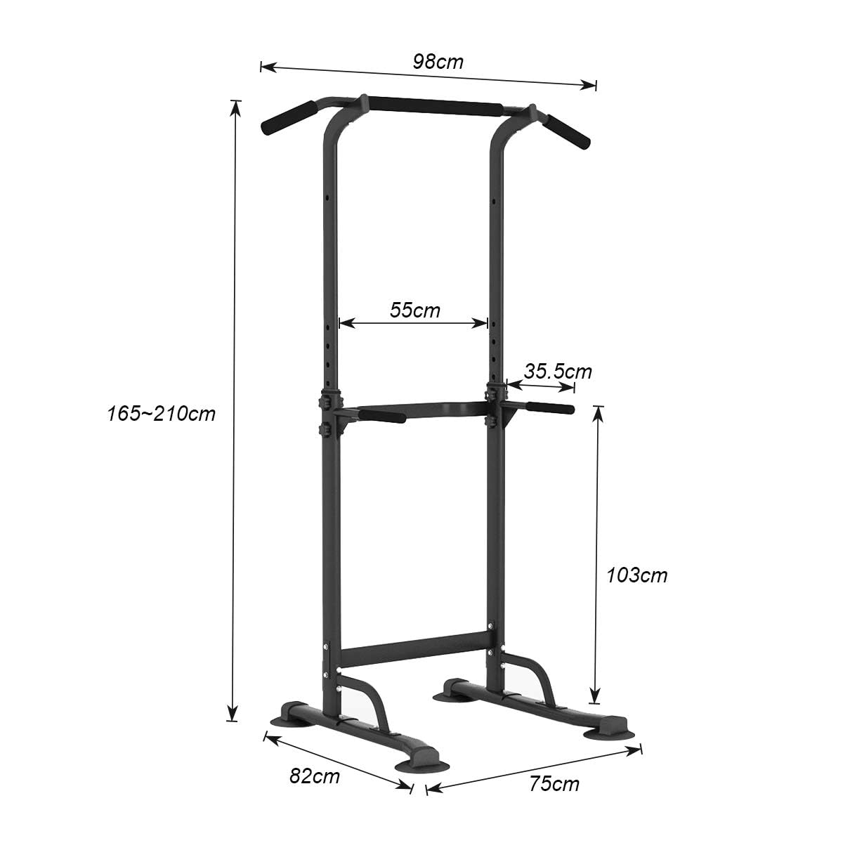 soges Power Tower Regolabile in altezza e stazione di tuffo Multifunzione Home Forza Training Fitness Workout Station,PSBB005