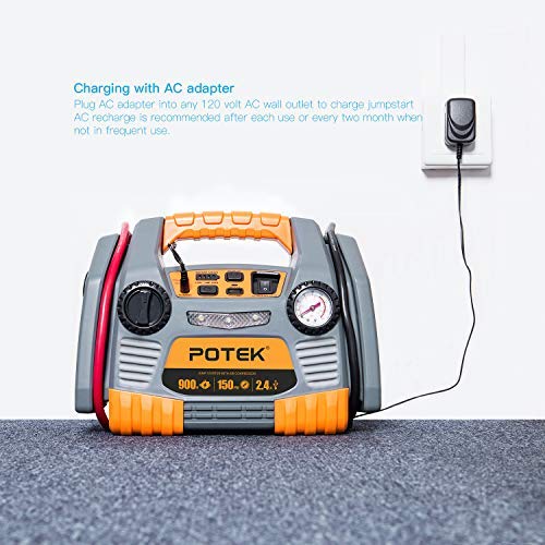 POTEK Jump Starter Source with 150 PSI Tire Inflator/Air compressor,900