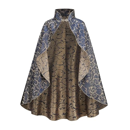 yolsun Wizard Cloak for Women Men Renaissance Gothic Steampunk Cloak Halloween Medieval Costume Cape Unisex (Blue 110CM)