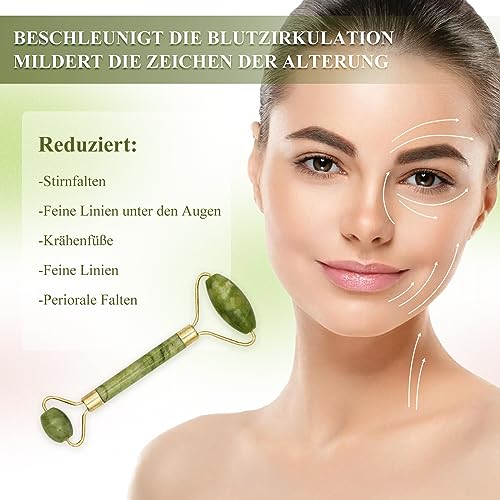 Scettar 6 Stück Jade Gua Sha Stein Set, Natürlicher Jade Massageroller, Gesichtsroller Massagewerkzeug für Augenschwellungen Hautstraffung Face Massager – Bild 4