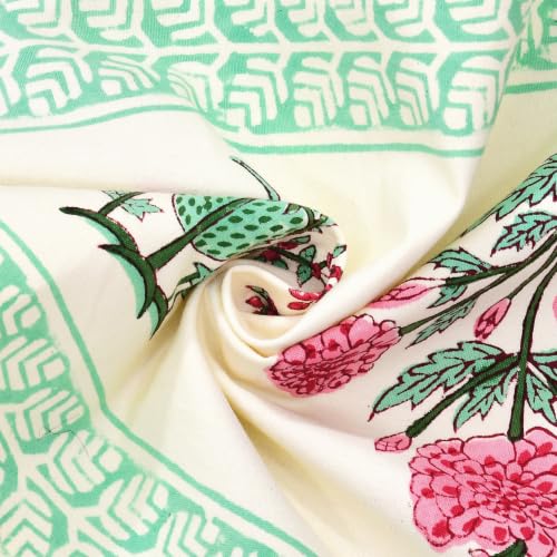 Image of BLOCKS OF INDIA Hand Block Printed Cotton Table Runner, Mat and Napkin Set for Center /Dining Table