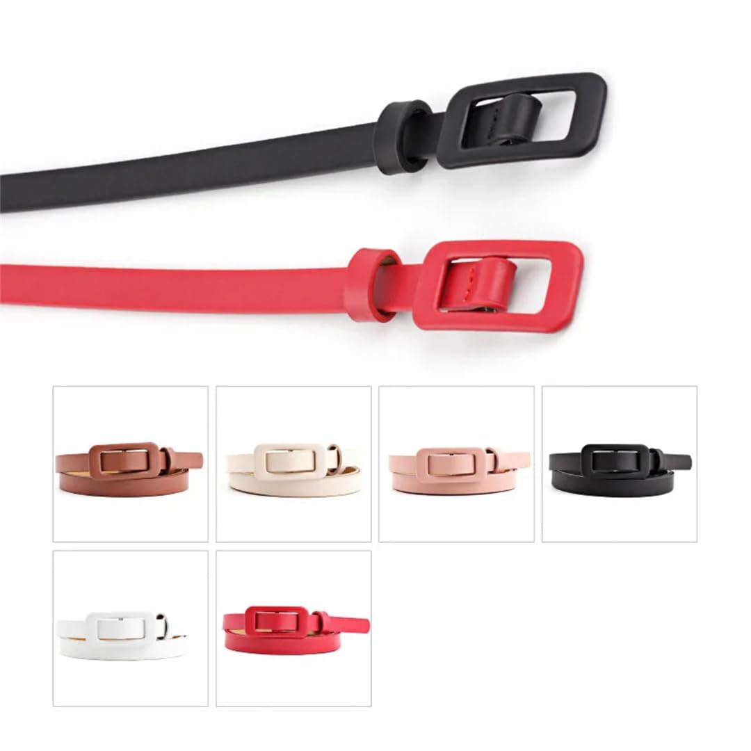 Ceinture en cuir synthétique pour femme - Couleur unie - Ceinture fine avec boucle décorative pour robe et pull