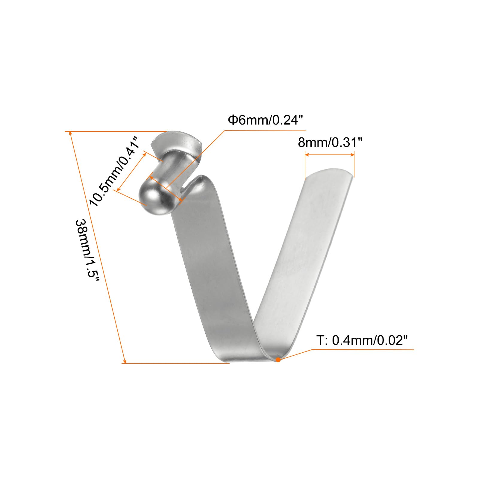 QUARKZMAN 30 Piezas Clip de Resorte de Botón Único para Remo de Kayak 6x10.5x38mm Acero de Resorte 65Mn en Forma de V Hueco Telescópico para Tienda Campaña Poste Tubo Bloqueo