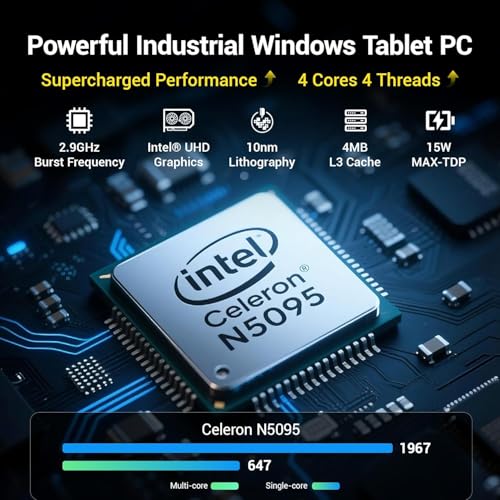 Image of All-in-One Industrial 13.3 Inch Touchscreen Panel PC, Celeron N5095 FHD IPS Display Win11 Pro, 8GB RAM, 128GB Storage, 4X USB 3.0, 2X RS232, Gigabit LAN, HDMI and Type-C