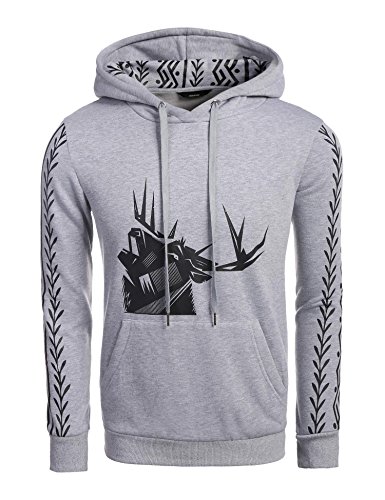 JINIDU Mens Camo Pullover Hoodie Camouflage Hooded Sweatshirts with Zipper Pocket