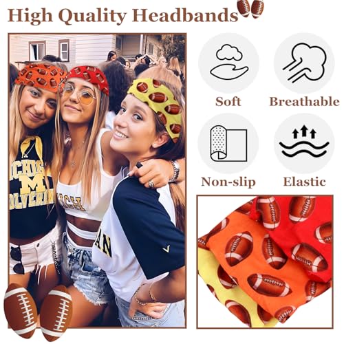 CUBACO 3 Pcs Football Headband for Women Game Day Outfits Hair Accessories Football Mom Essentials Cheer Mom Accessories Sport Headbands Perfect for Football Fans(Black White Green) - Thumbnail 5