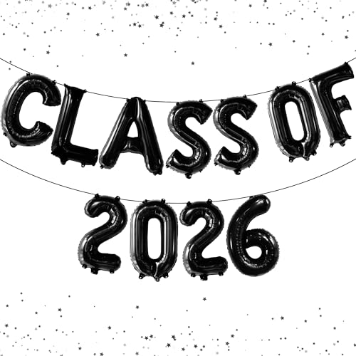 Image of KatchOn, Black Class of 2026 Balloons, 16 Inch, Graduation Decorations Class of 2026 Balloons Black Grad Balloons Party Decoration, 2026 Graduation Decorations, Graduation Party Decorations
