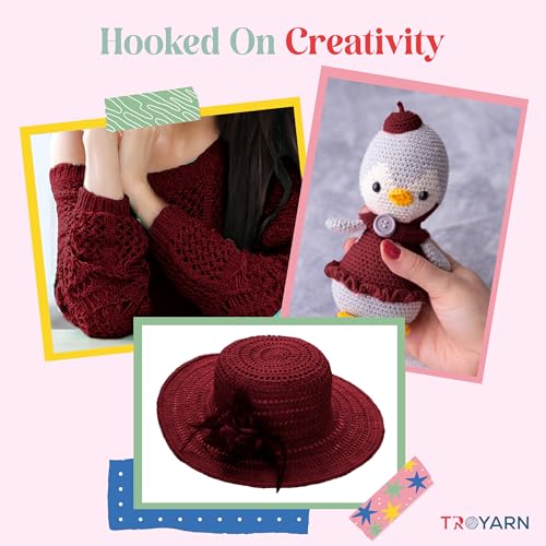 Image of Microfiber Acrylic Yarn for Crocheting & Knitting - 2 Skeins (2x383 Yds) (105057 - Claret Red) - 100% Acrylic for Craft Projects