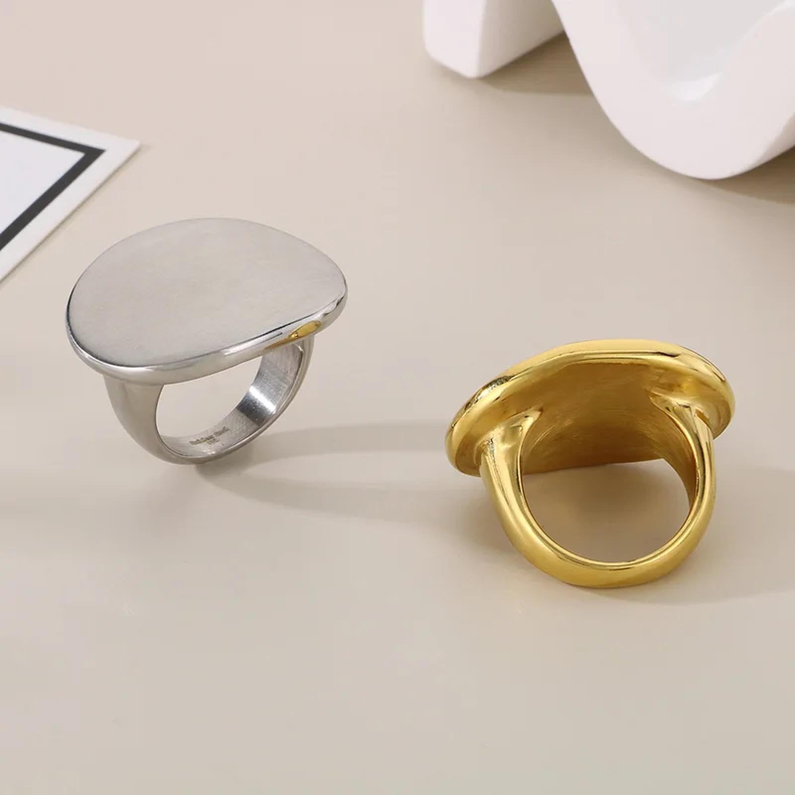 Ring Ringe Damen Bijouterie Herren Große Ringe Damen Herren Gold Silber Schwarz Farbe Einfache Breite Gesicht Klobige Ringe Trendiger Schmuck