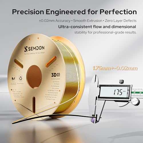 Image of 2026 New PLA Filament, SEMDON Multicolor Coextrusion 3D Printer Filament, Dimensional Accuracy + /- 0.02mm (Black-Purple-Gold)