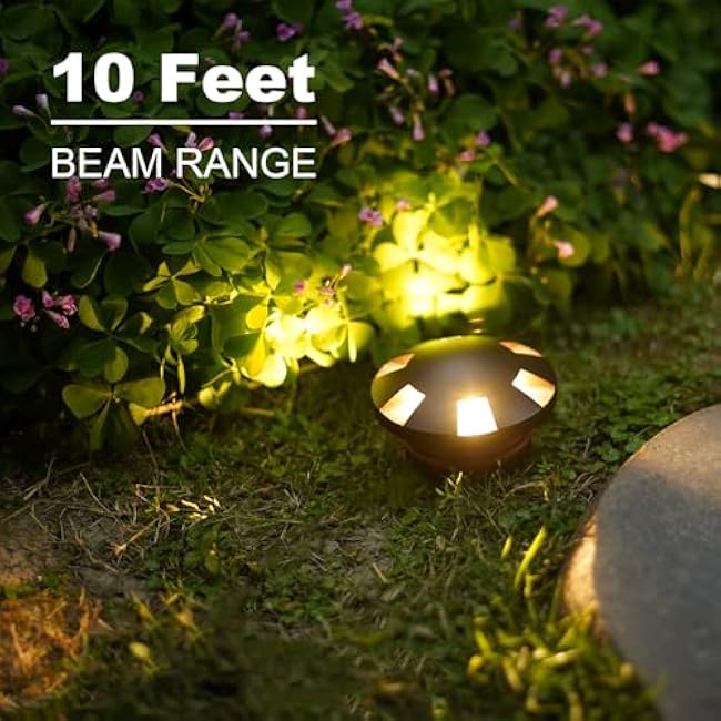 GOODSMANN Landscape Lighting 2PK Low Voltage Well Lights 6 Watt LED 120 Lumen 12V AC In-Ground Lights 3000K Warm White with Cable Connectors (2 Pack)