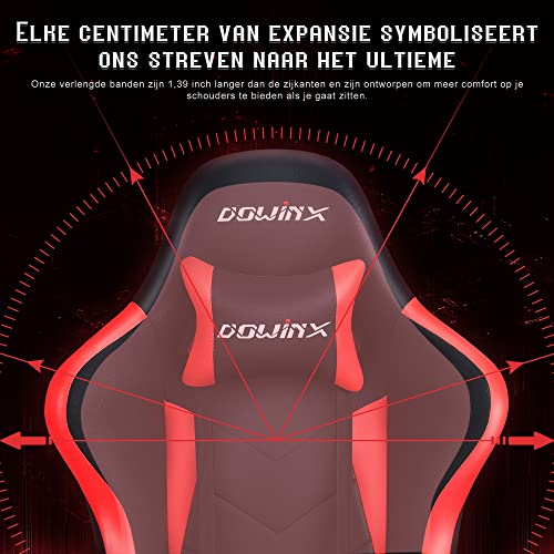 Sedia Gaming Sedia Ergonomica da Corsa reclinabile con Massaggio Supporto Lombare, Poltrona da Ufficio per Computer Sedie da Gioco in Pelle E-Sport con poggiapiedi a Scomparsa (Nero&Rosso) - Sedia gaming - Immagine 2