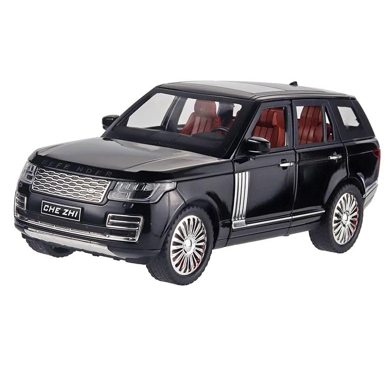 TOYSIKART 1:24 Range Rover SUV Model Simulation Sound & Light Pull Back Alloy Car Collection Ornaments Boy Toy Car Scale Model (Black)