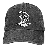 ► Importiert Malisavill Dodge Hellcat SRT bedruckter Denim-Hut, verstellbare Vintage-Baseballmützen, Denim-Kasquette für Männer und Frauen, schwarz, Schwarz , Einheitsgröße