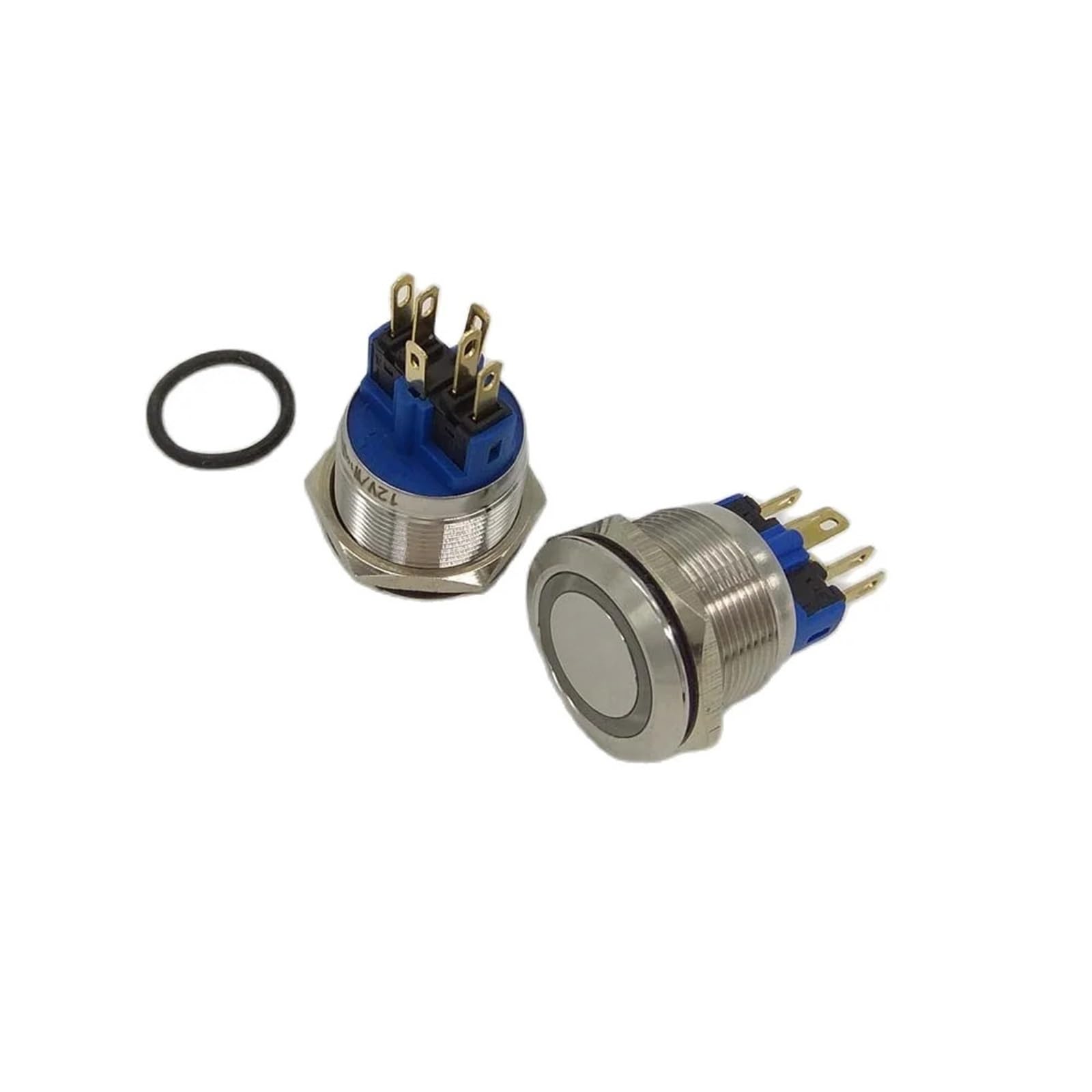 40 szt. 22 mm 12 V białe pierścienie LED z możliwością ustawienia 1NO1NC, antywandalny, metalowy przełącznik samochodowy (zielony, reset 1no1nc, 24 V)