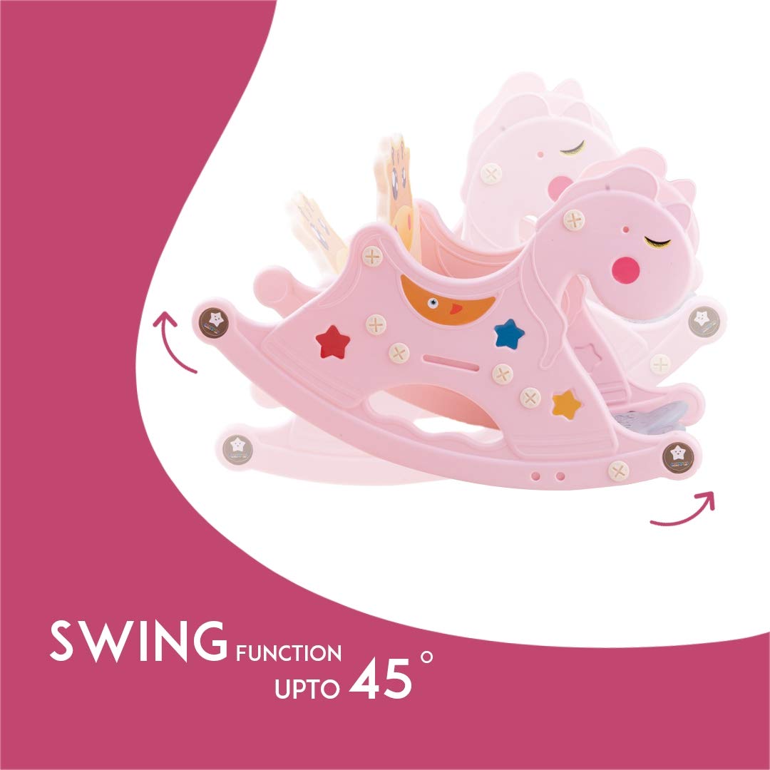 Baybee Baby Rocking Horse for Kids, Swing Chair for Kids, Plastic Swing Horse Ride-on Toy - Baby Rocking Chair for Indoors Outdoors for 1 to 3 Years Boy Girl (Pink) 3