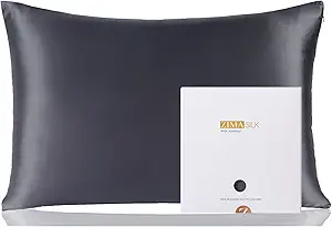 ZIMASILK 100% Pure Mulberry Silk Pillowcase for Hair and Skin Health,Soft and Smooth,Both Sides Premium Grade 6A Silk,600 Thread Count,with Hidden Zipper,1pc (Queen 20''x30'',Dark Gray)