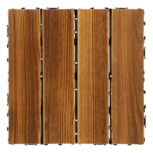 SEWACC Piso de Madera para Patio Interconectable Resistente la Intemperie Fácil Instalación para Terraza y Balcón Suelo de Madera Duradero y Práctico