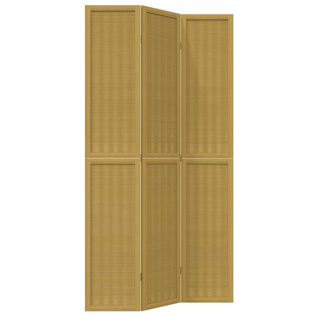 Vidaxl Room Divider 3 Panels Brown Solid Wood Paulownia