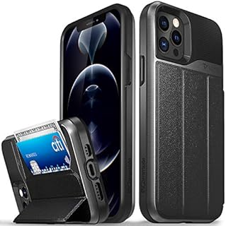 Vena vCommute Wallet Case Compatible with Apple iPhone 12 / iPhone 12 Pro (6.1"-inch), (Military Grade Drop Protection) Flip Leather Cover Card Slot Holder with Kickstand - Space Gray