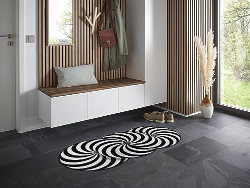 Wash+Dry Infinity Swirl Doormat, 60 x 140 cm, Washable for Indoor and Outdoor Use, Black, 60 x 140 cm (Rectangular) - Image 2