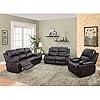 Beverly Furniture 3 Piece Bonded Leather Sofa & Loveseat & Chair with 5 Recliners (Set of 1), Brown