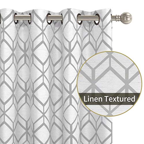 Bonzer Linen Textured Diamond Print Curtains - Light Filtering Grommet Window Drapes For Bedroom, Living Room, 52 X 63 Inch, Dove Gray, Set Of 2 Panels #TOP1